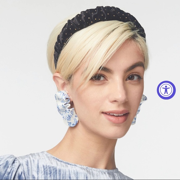 Lele Sadoughi JET DOT VELVET KELLY HEADBAND | NWT - Picture 3 of 3